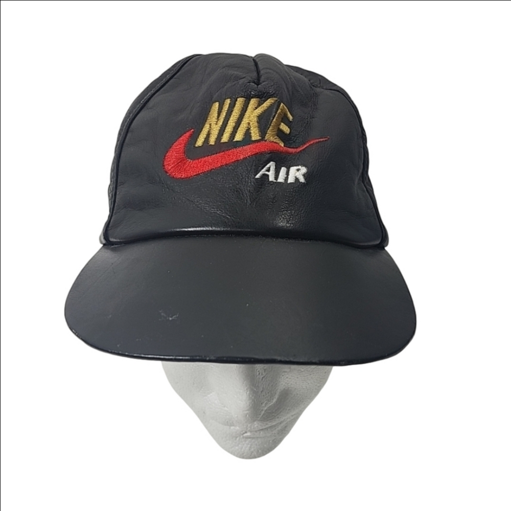 vintage genuine leather 90's Nike swoosh strap back adjustable hat one size